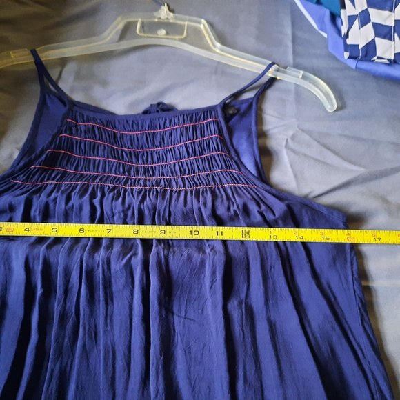 Vintage Bohemian Embroidered Halter Sundress - Navy, Size S - Picture 13 of 16